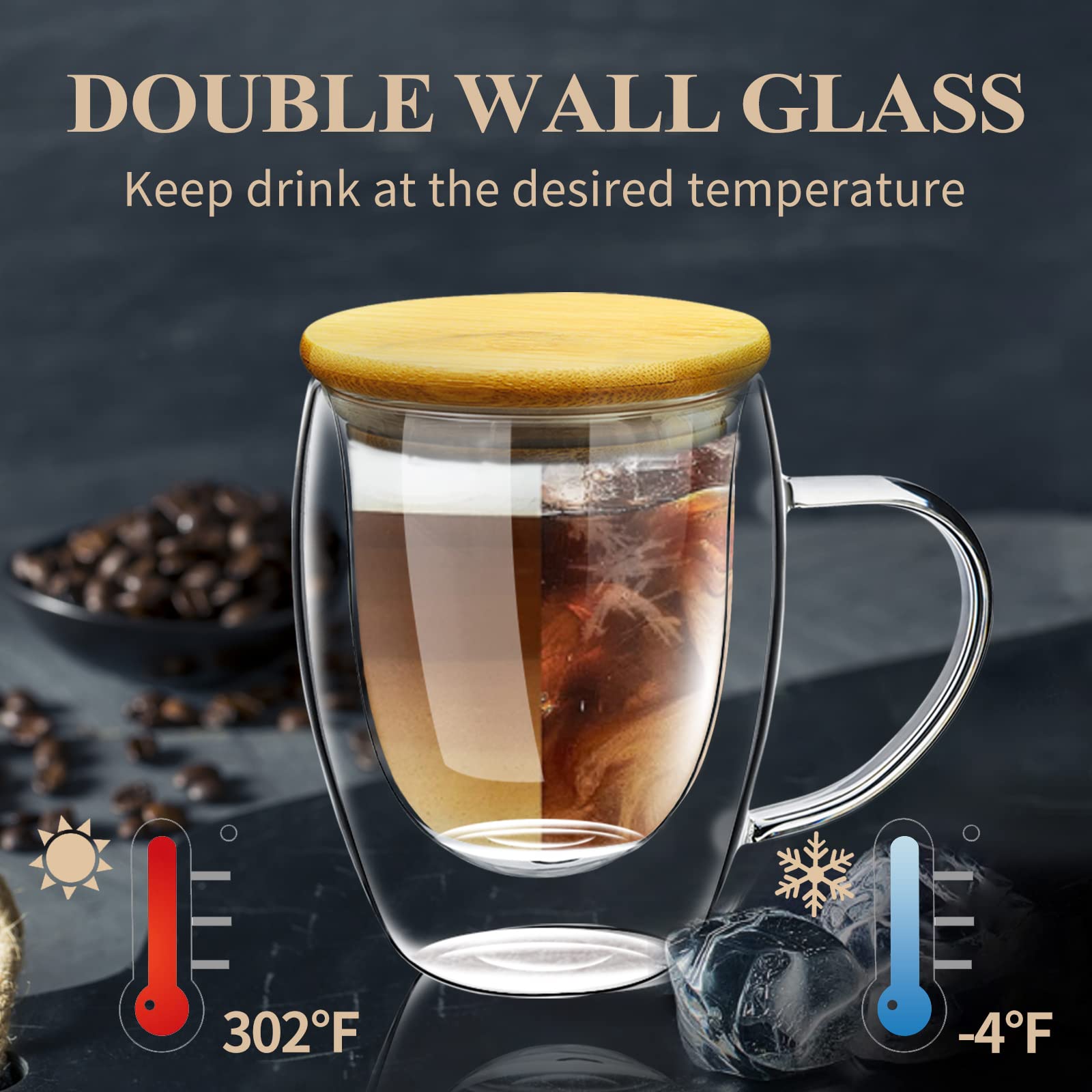 PARACITY vaso de vidrio borosilicato resistente y ligero para uso diario