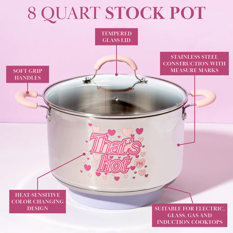 Olla Paris Hilton con diseño de cambio de color rosa para cocinar con estilo.