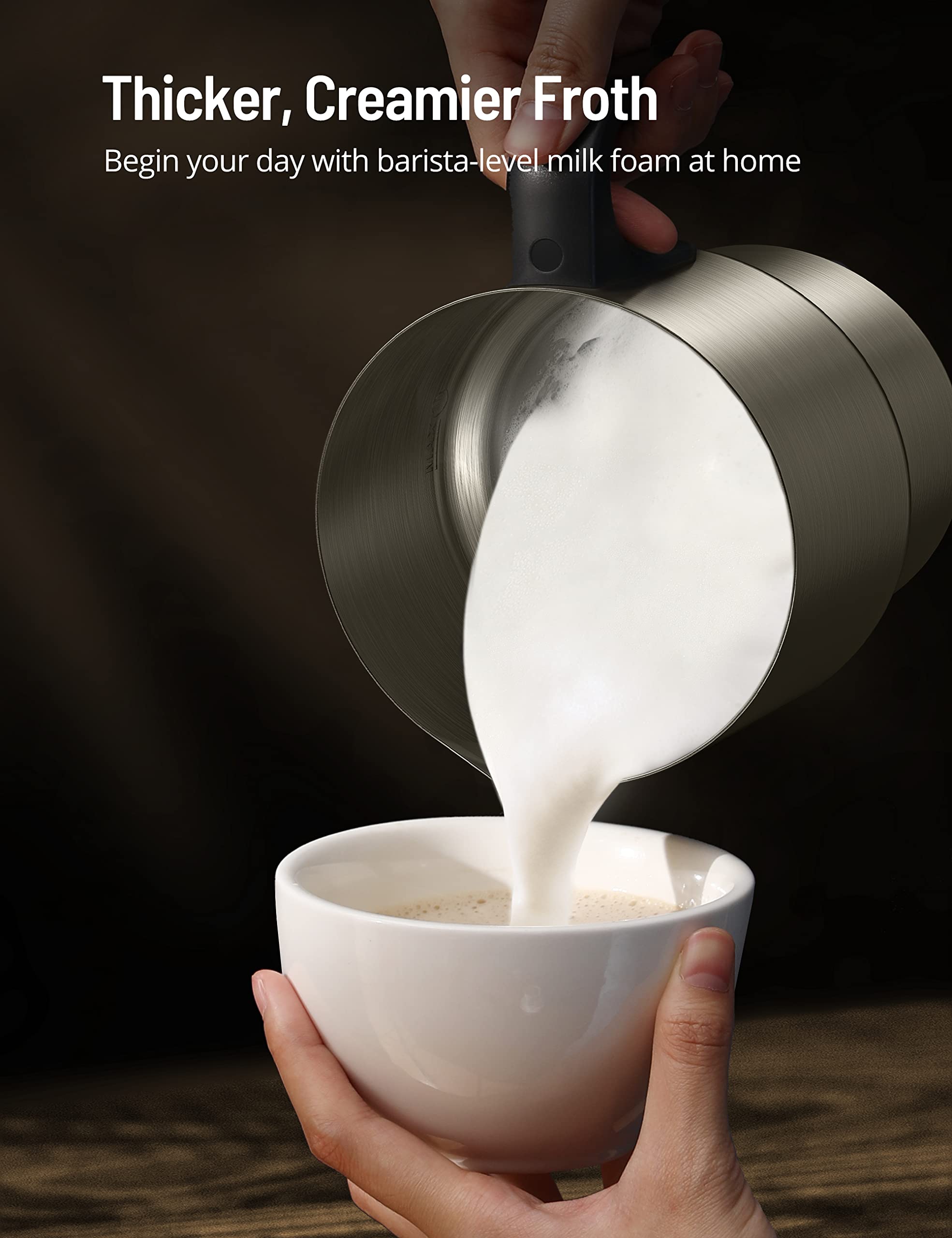 Espuma de leche fría y caliente para drinks personalizados.