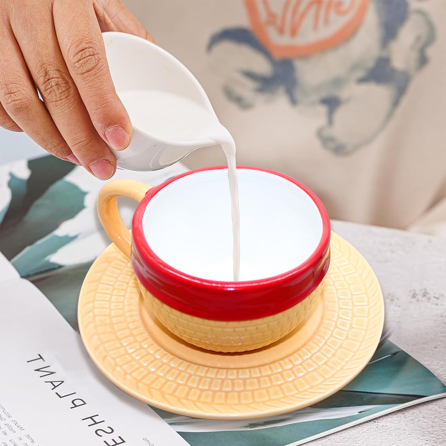 parknshop taza oficina con plato, ideal para escritorio y reuniones