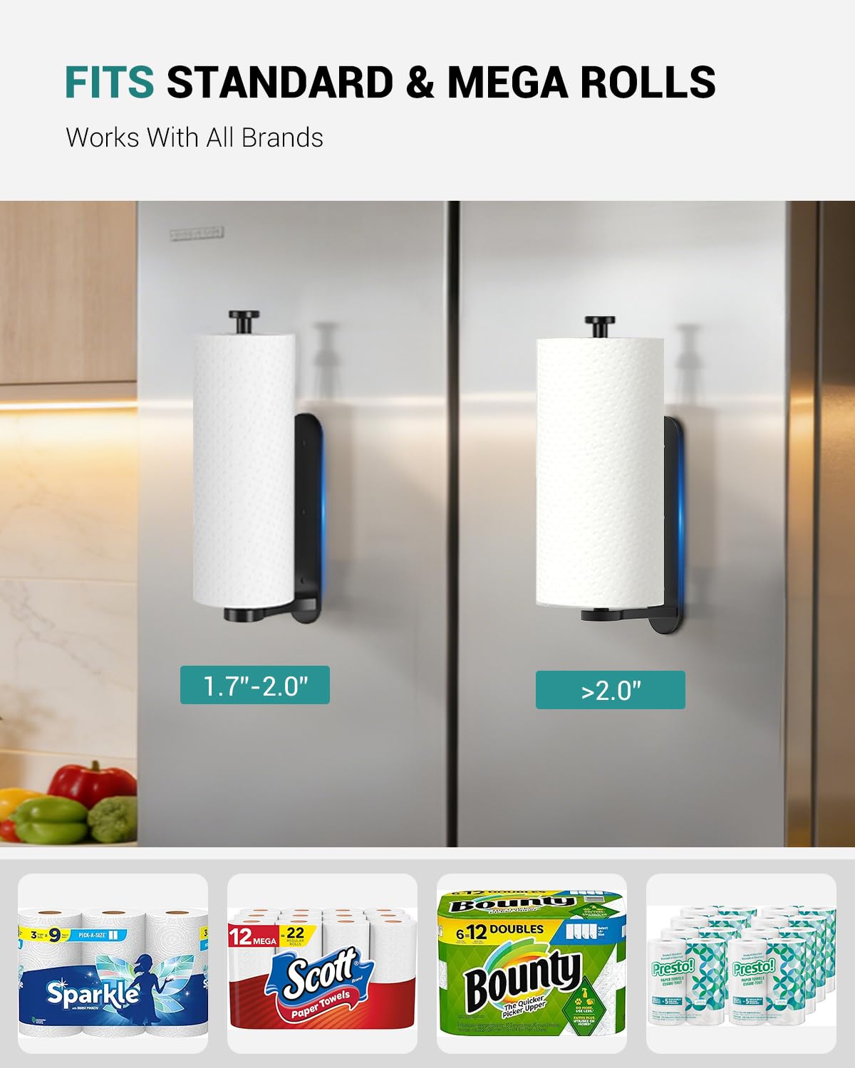 PAROTO compatible con rollos estándar y ampliados, ideal para cocina.