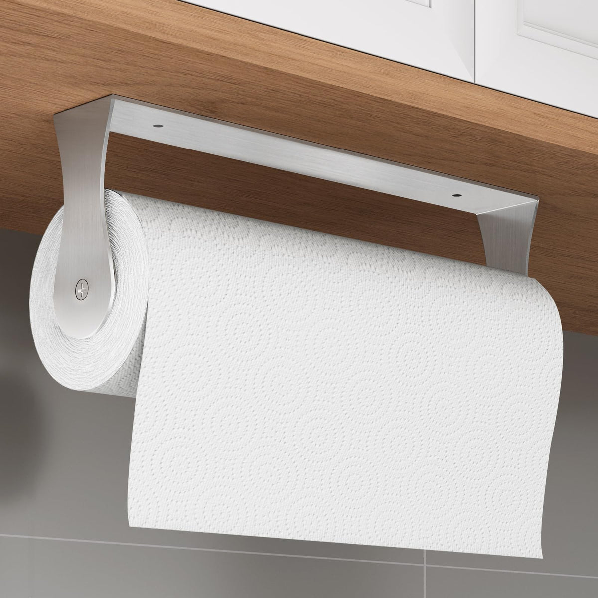 PAROTO Porta-rollos bajo armario en acero inoxidable, ahorro de espacio en la cocina.