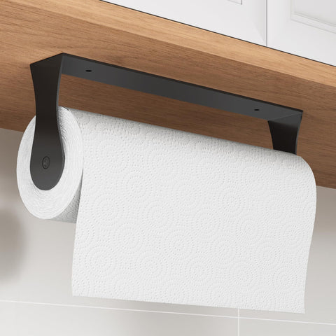 Paroto portarrollos de papel bajo mueble con acero inoxidable, ideal para cocinas modernas.