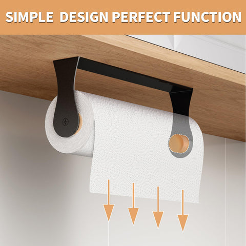 Paroto portarrollos bajo mueble con adhesivo, instalación rápida y reversible.