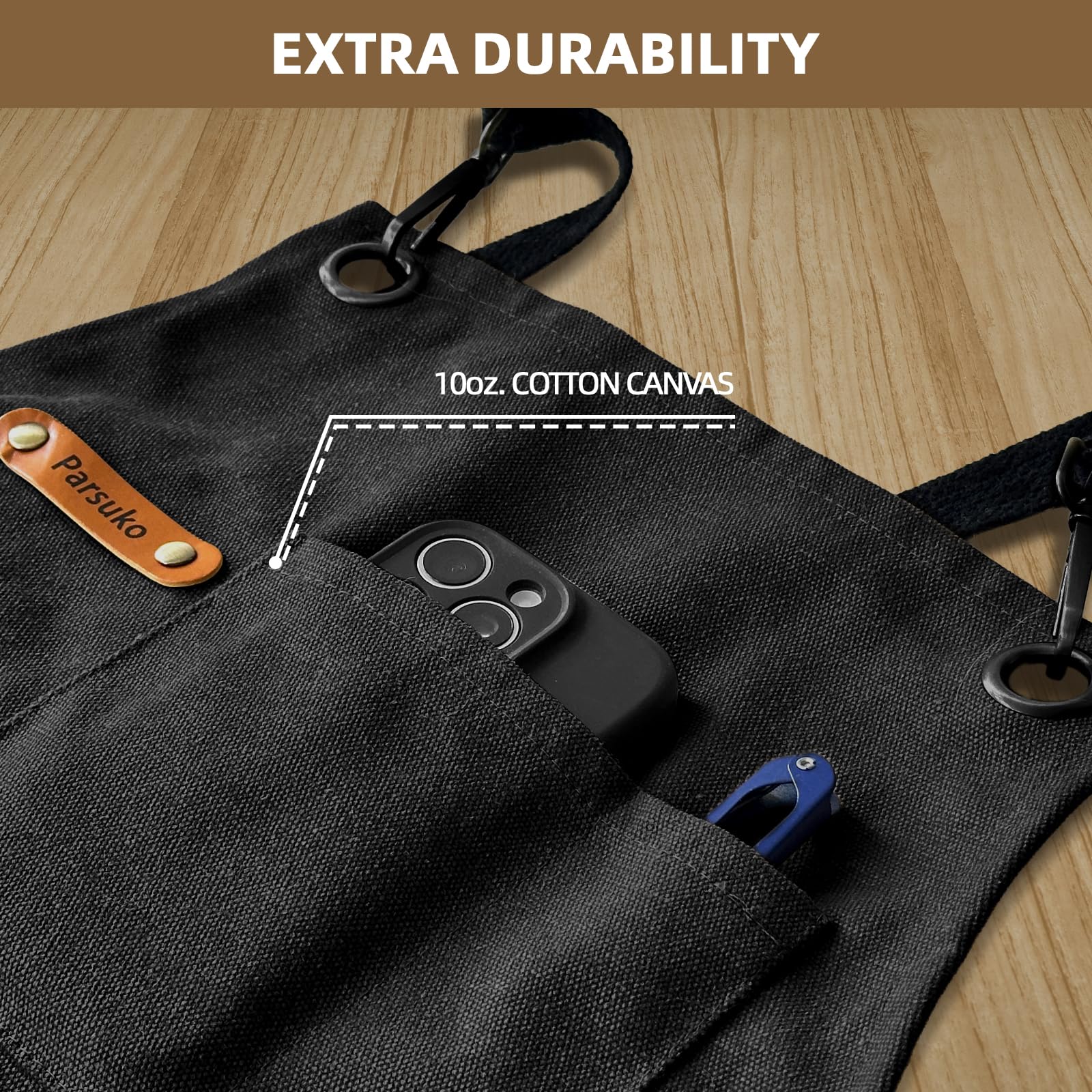 Delantal Parsuko con diseño clásico de chef para una apariencia profesional.
