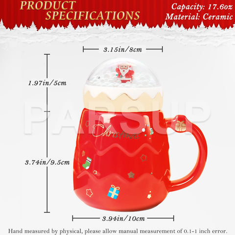 PARSUP taza cerámica gran calibre, diseño navideño ergonómico para beber con comodidad.