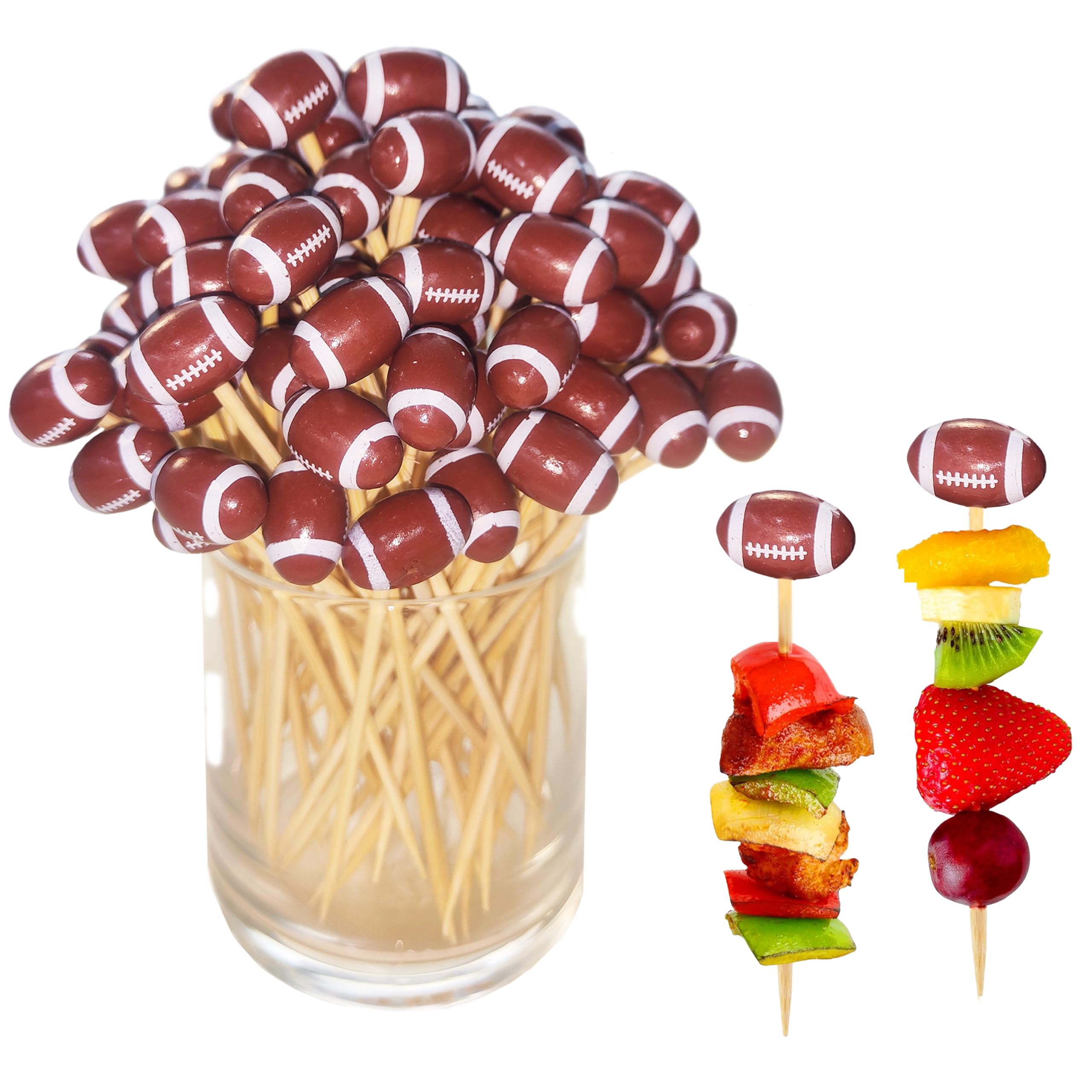 Palillos Partico con fútbol 3D para decorar aperitivos.