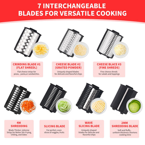 PARTNERJOY Queso rallador eléctrico cono para rodajas en verduras.