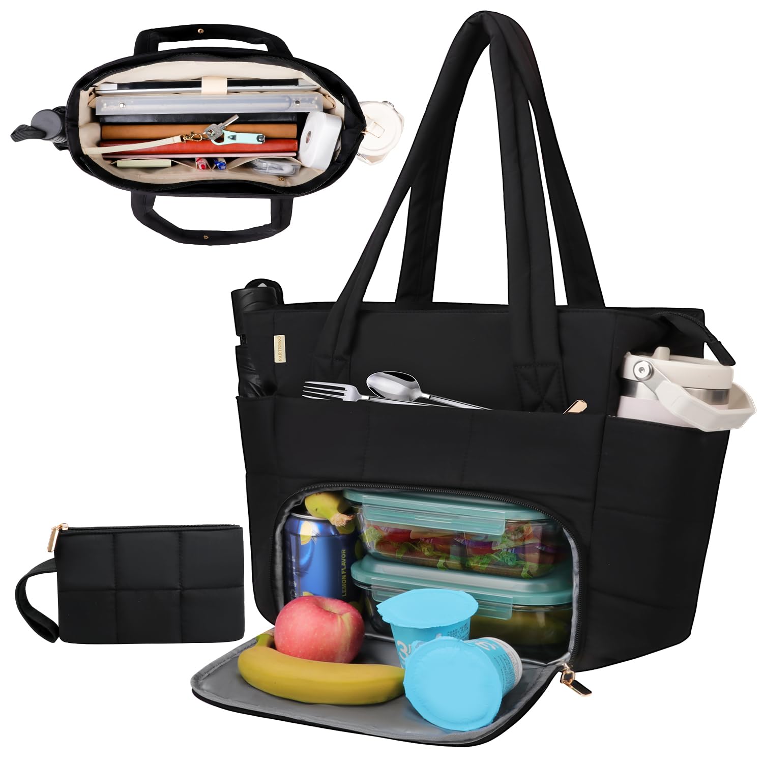 Partreko bolso-portátil acolchado negro, estilo profesional y ligero