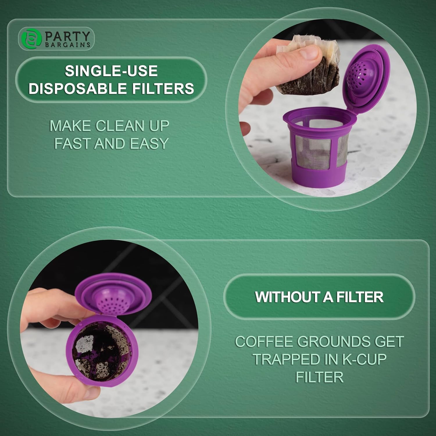 PARTY BARGAINS higiene diaria con filtros desechables para café.