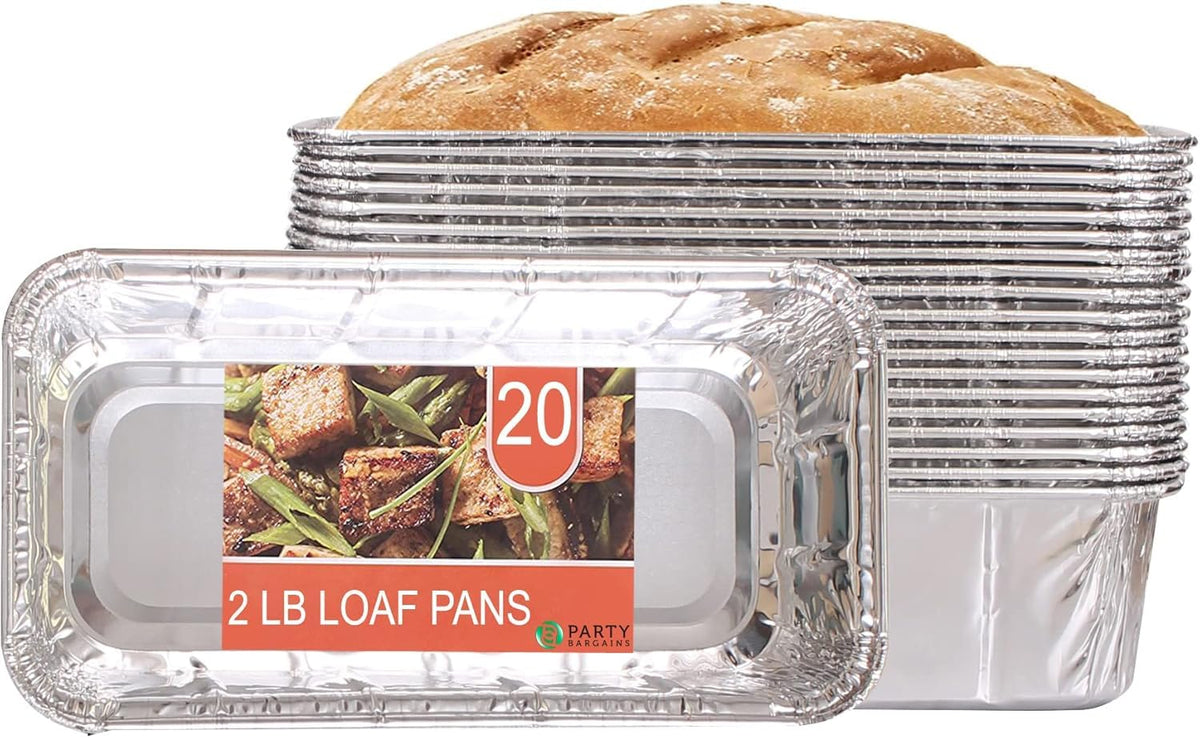 Party Bargains molde de pan de aluminio 2 lb, ideal para hornear y servir comidas.