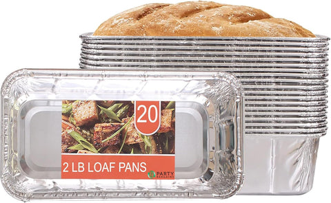 Party Bargains molde de pan de aluminio 2 lb, ideal para hornear y servir comidas.