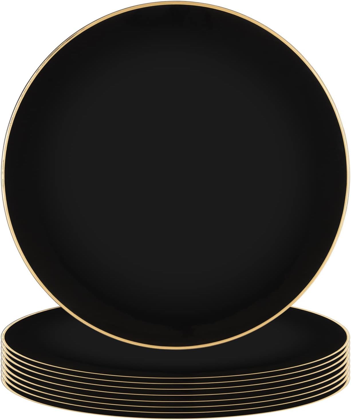 Plato cargador PARTY BARGAINS negro con borde dorado para mesa elegante