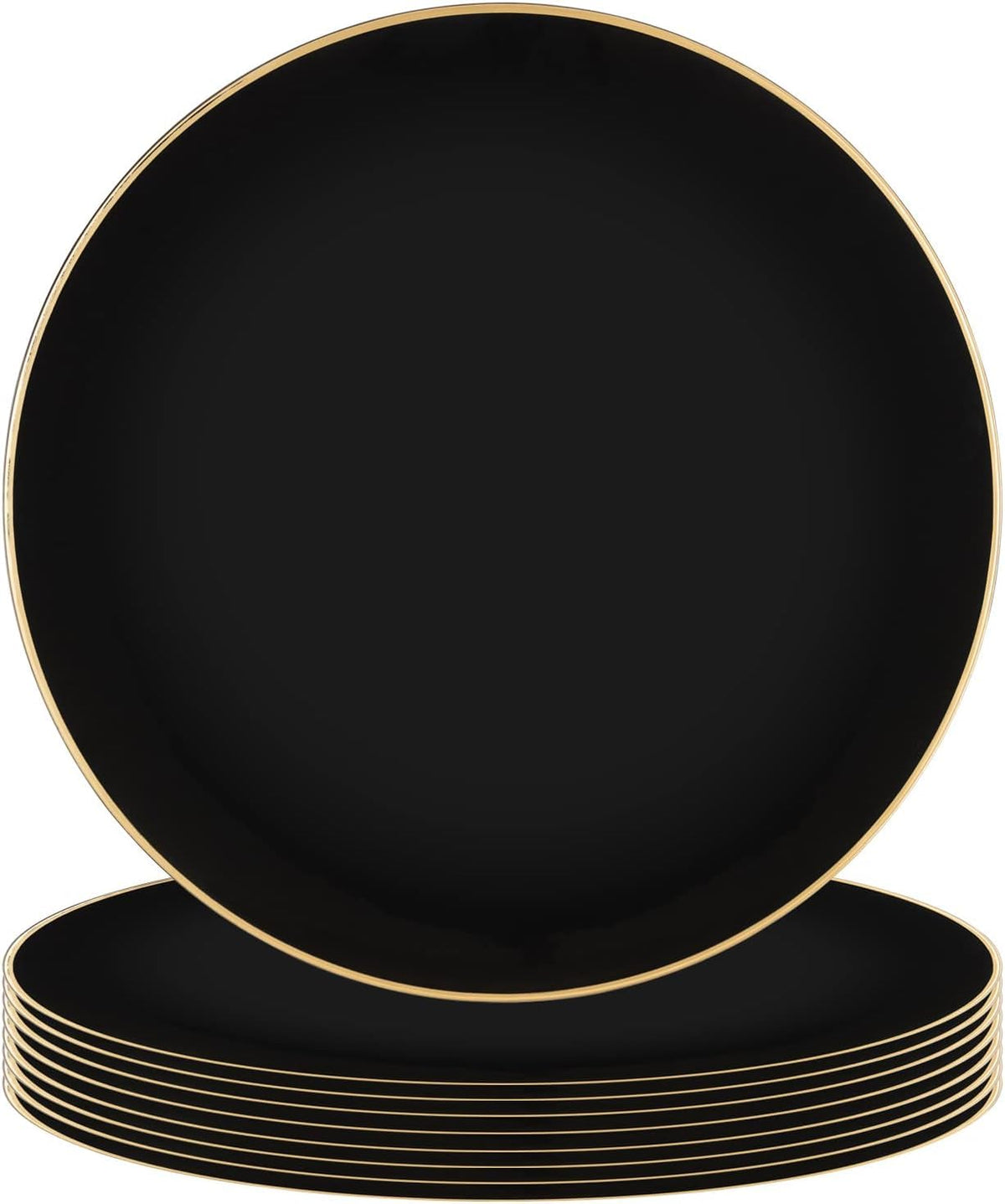 Plato cargador PARTY BARGAINS negro con borde dorado para mesa elegante