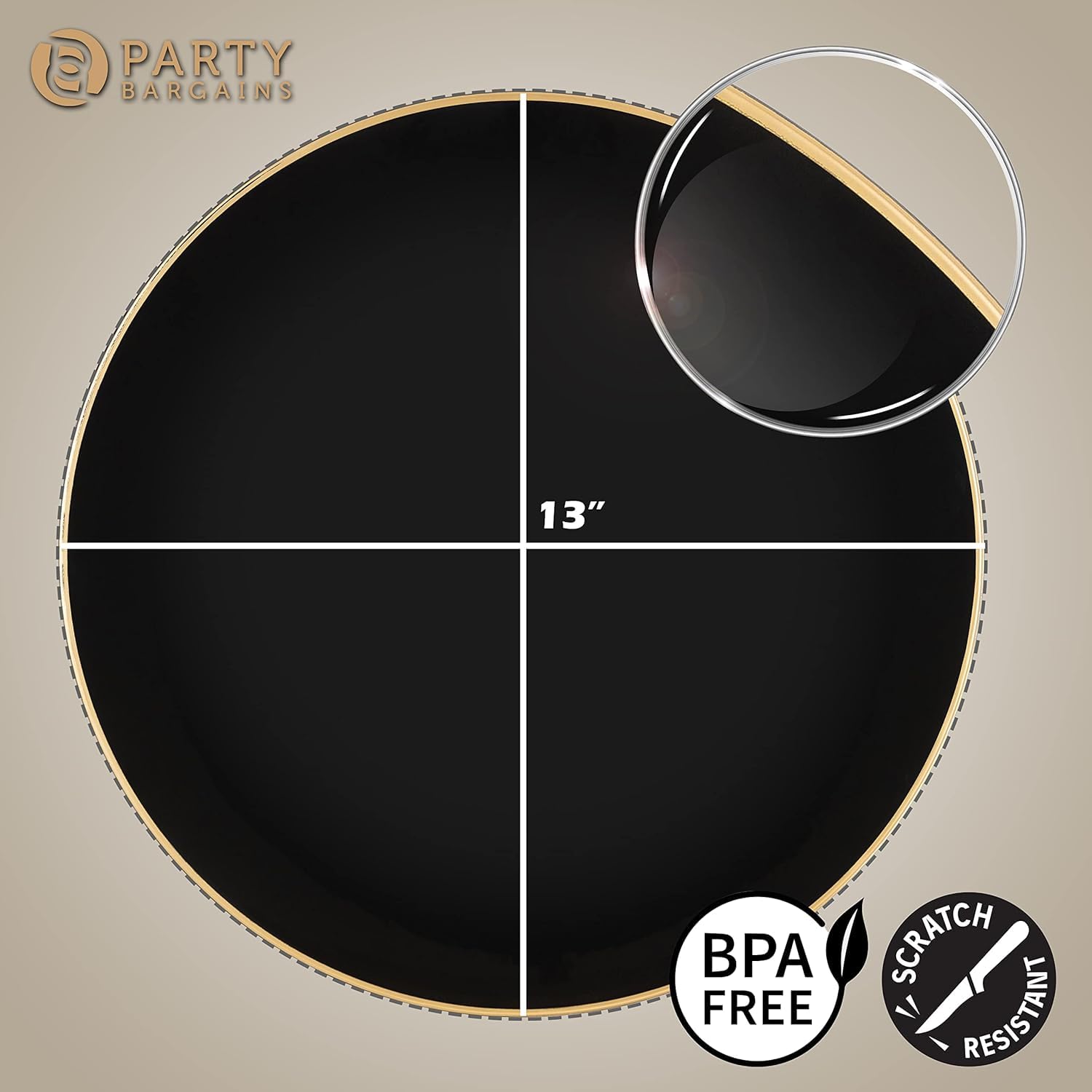 PARTY BARGAINS plato cargador plástico resistente para eventos formales