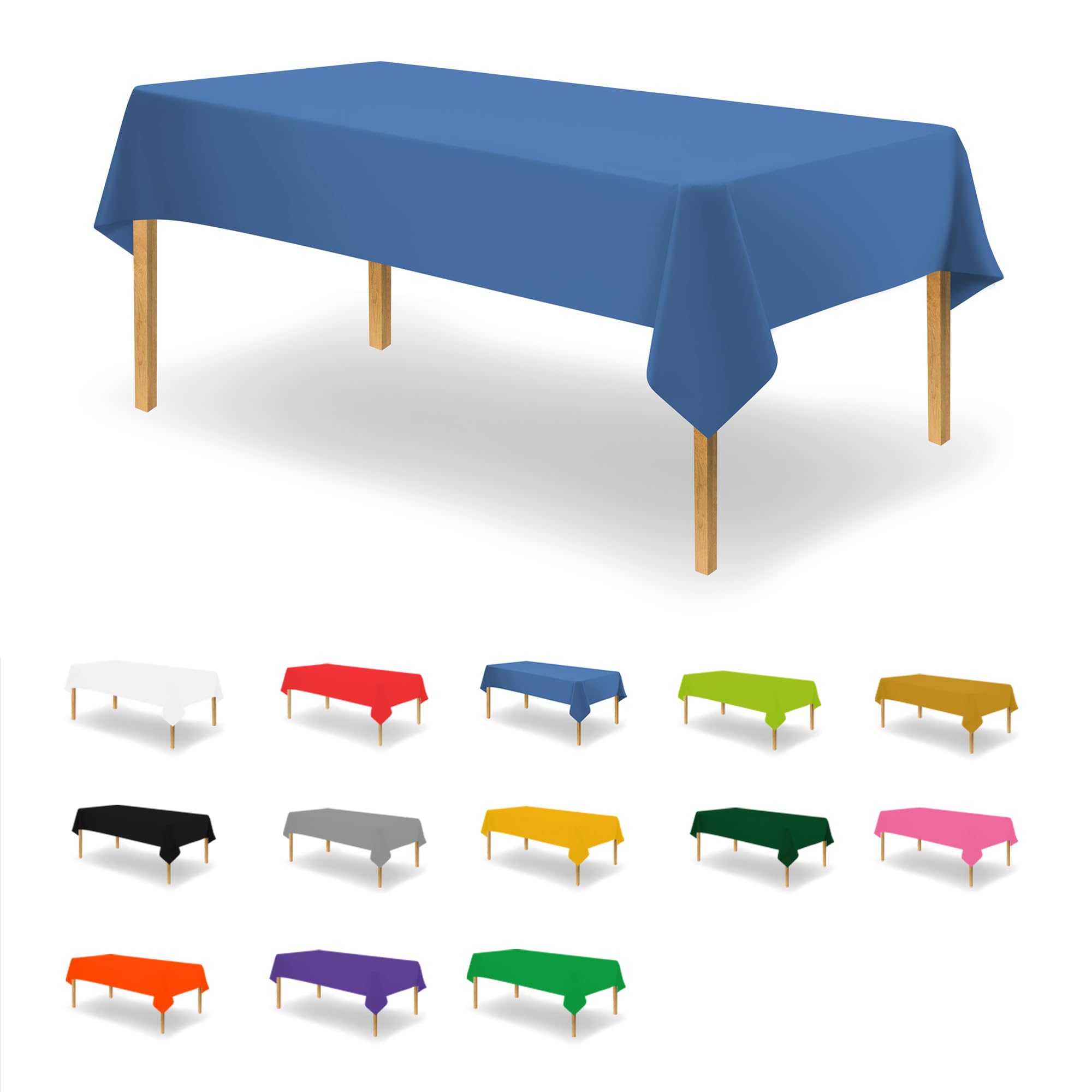 Mantel azul Party Dimensions para mesa rectangular de 54 x 108 pulgadas, ideal para fiestas