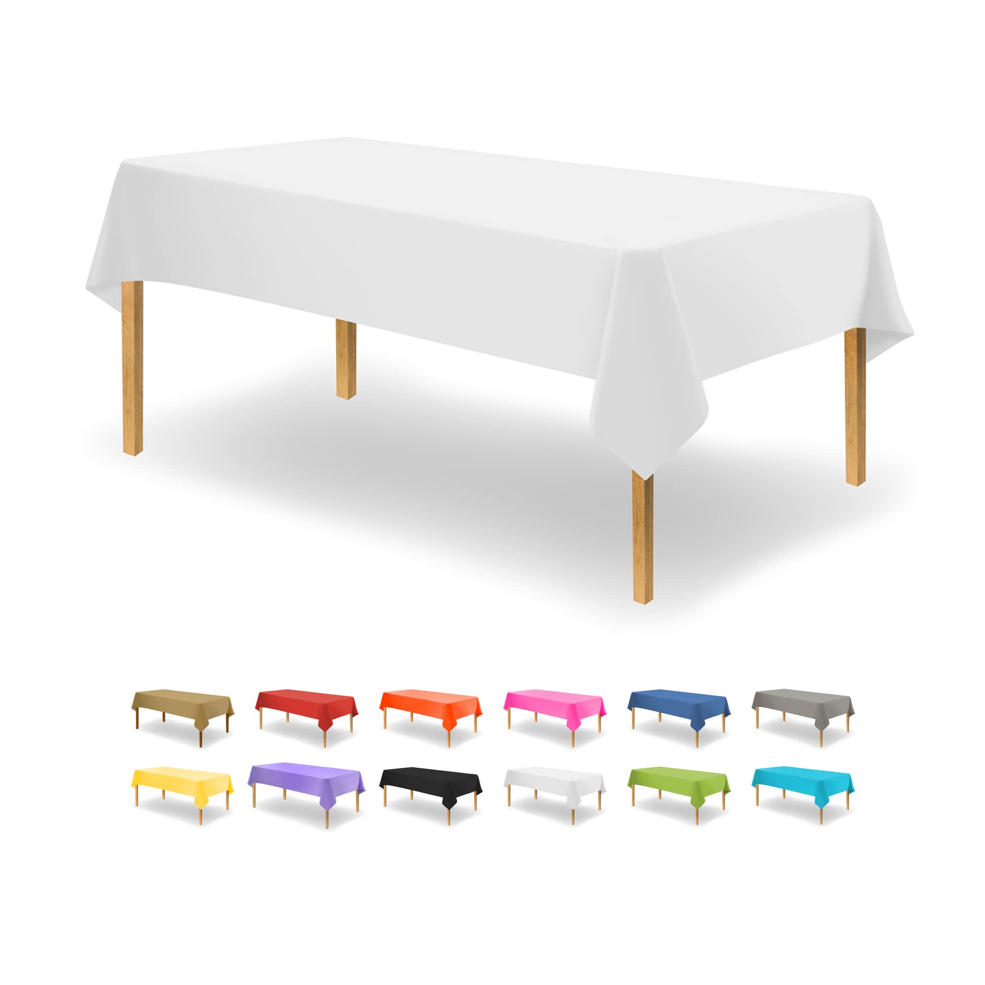 Mantel plástico blanco Party Dimensions para mesa rectangular 54x108, ideal para fiestas.