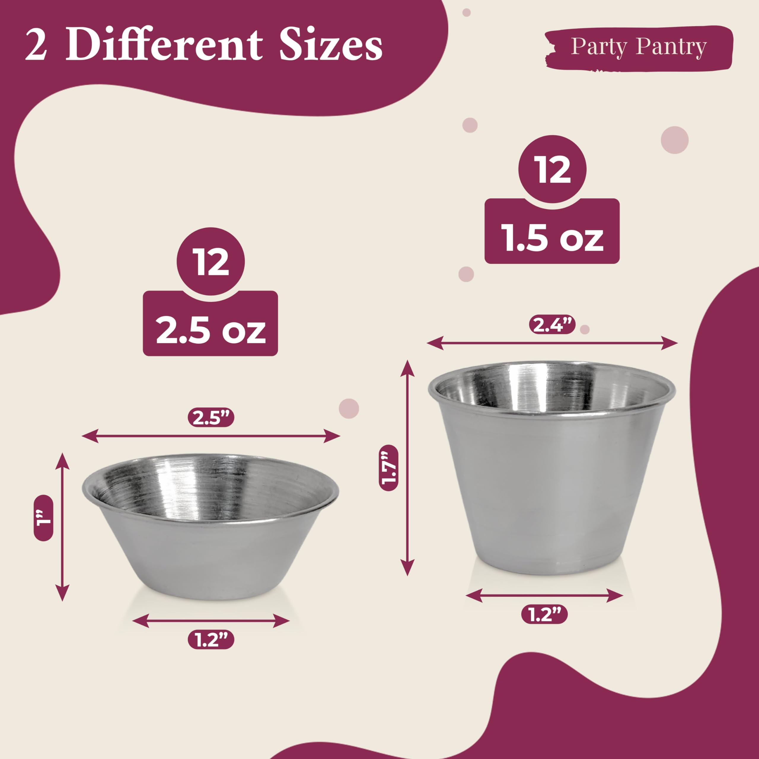 Party Pantry ramikins de 2.5oz para salsas y aderezos en mesa