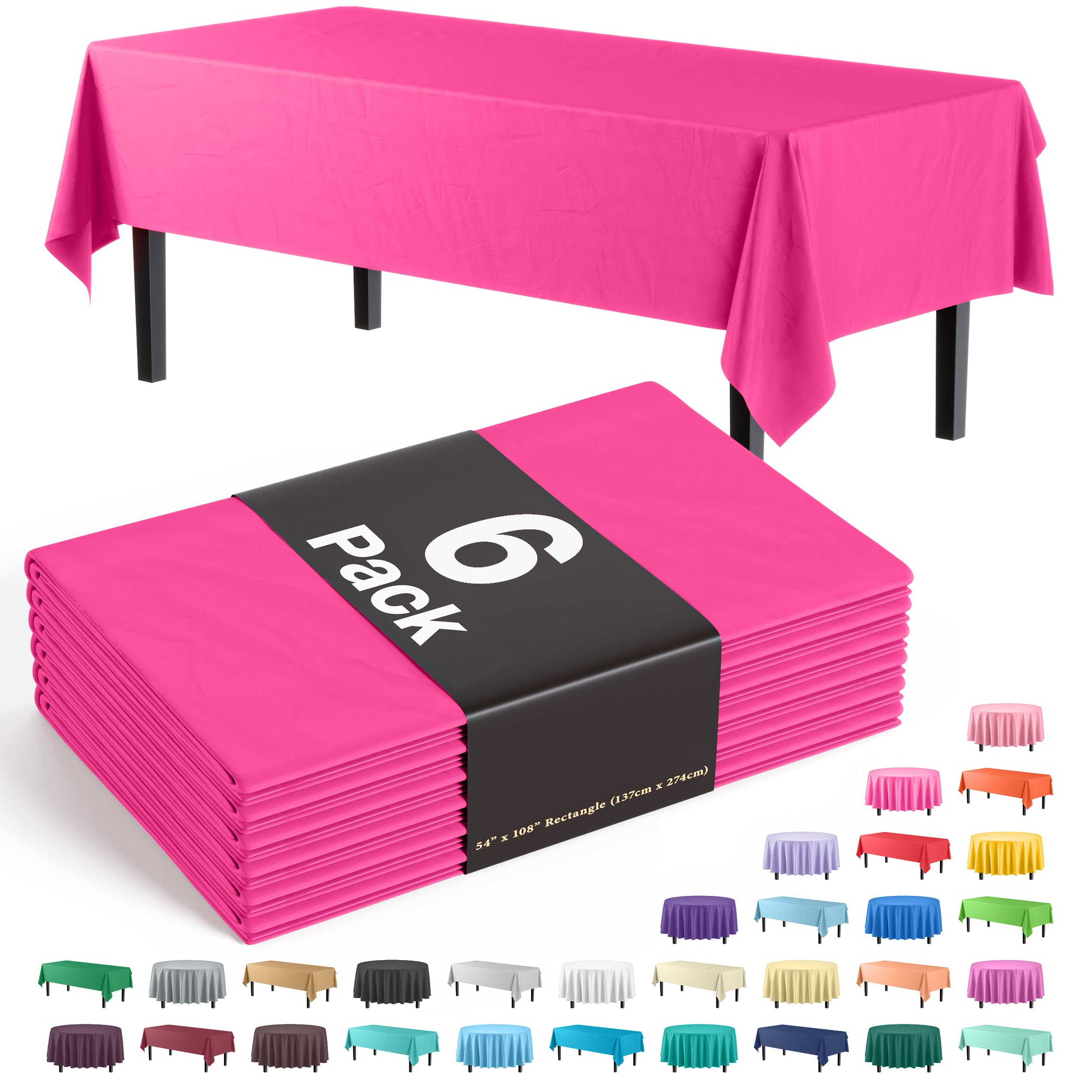 Mantel plástico Party Solids cerise de 54x108 para mesas rectangulares.
