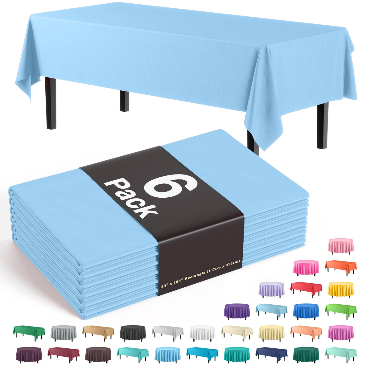 Mantel plástico Party Solids 54x108 azul claro cubre mesas grandes