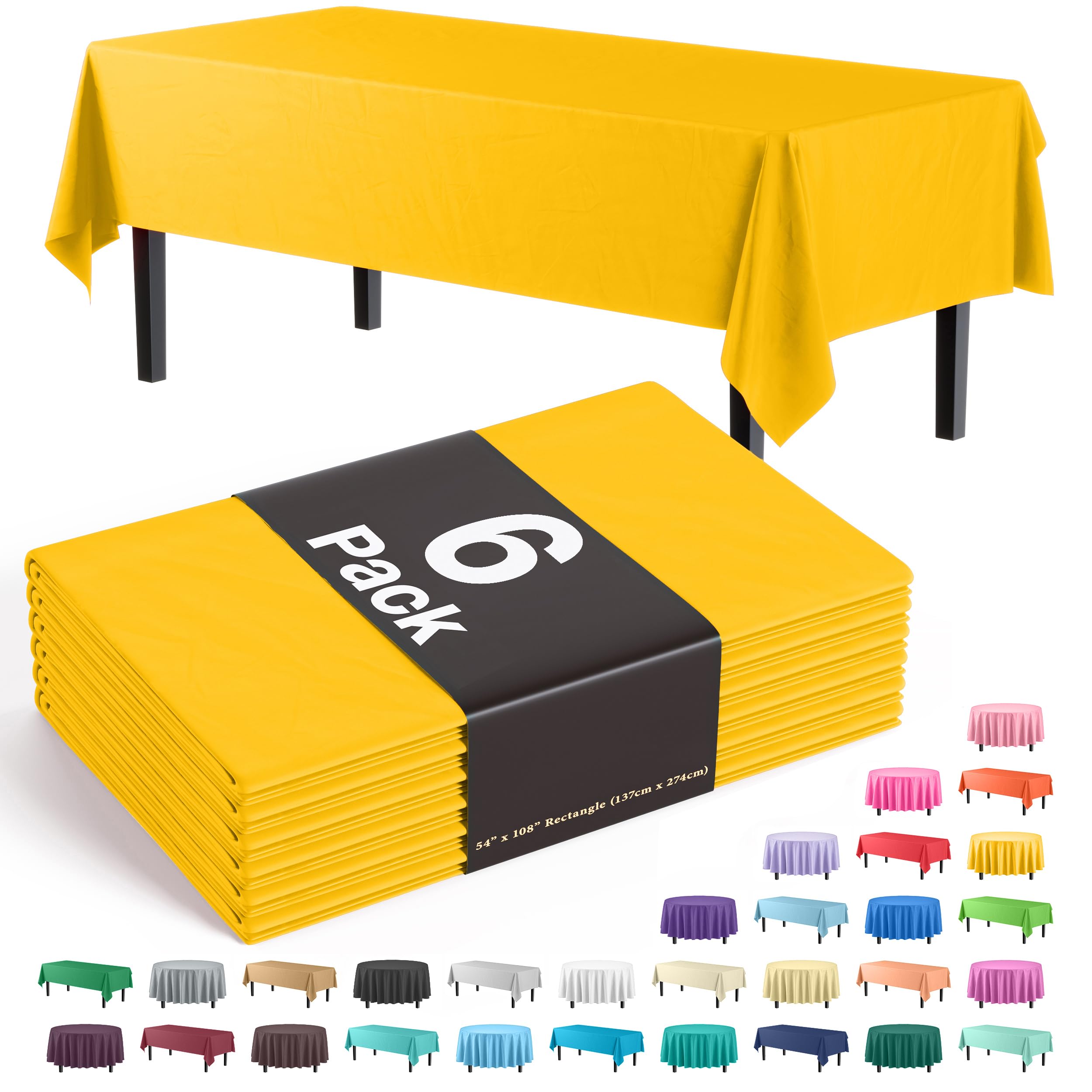 Mantel plastico amarillo Party Solids 54x108, cubre mesas para fiestas.