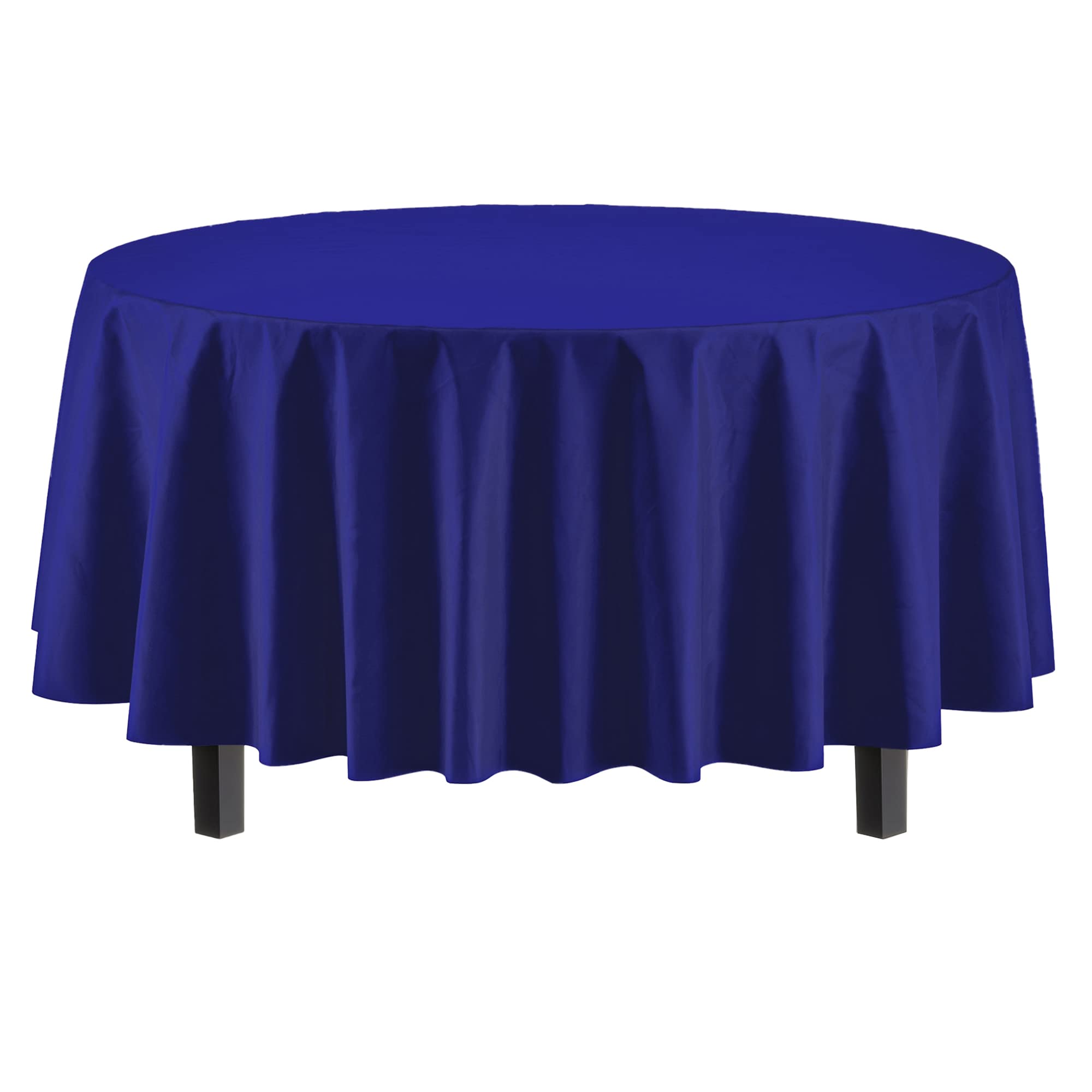 Mantel desechable Party Solids azul marino de 84 pulgadas para fiestas y eventos.