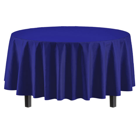 Mantel desechable Party Solids azul marino de 84 pulgadas para fiestas y eventos.