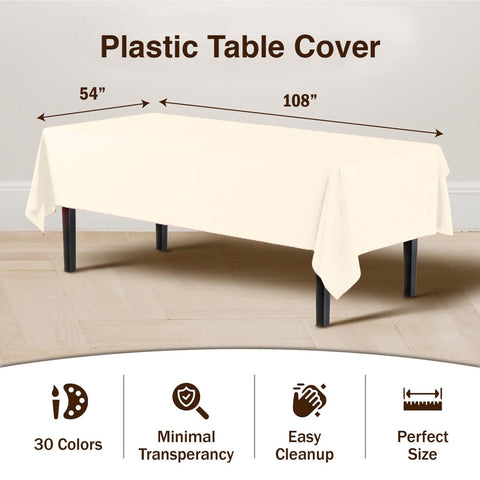 Mantel desechable Party Solids marfil facilita la limpieza tras reuniones.
