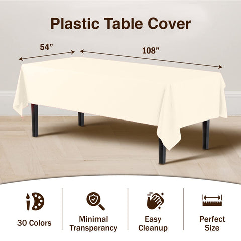 Party Solids mantel plástico marfil 54x108 para bodas con estilo