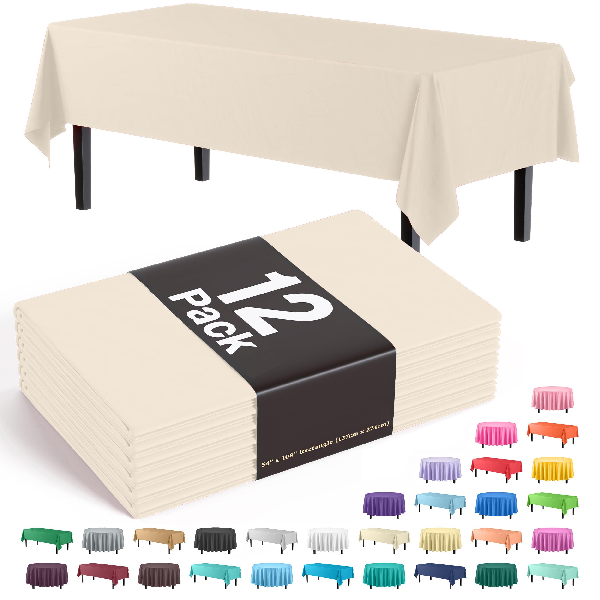 Mantel plástico marfil de Party Solids cubre la mesa para fiestas y protege frente a derrames.
