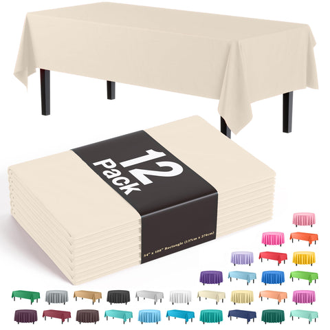 Mantel plástico marfil de Party Solids cubre la mesa para fiestas y protege frente a derrames.