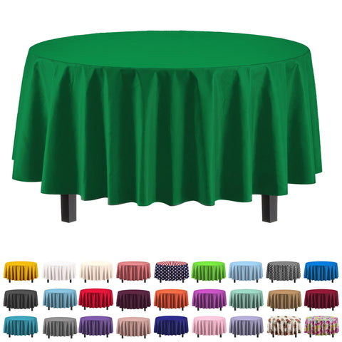 Party Solids mantel plástico redondo 84in, verde esmeralda, protección contra derrames para fiestas.