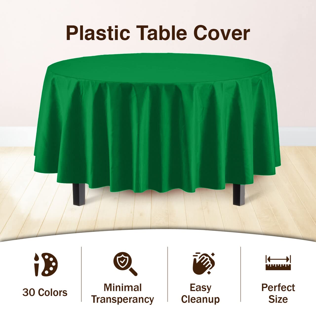 Mantel plástico verde esmeralda de Party Solids, desechable para limpieza rápida tras la fiesta.