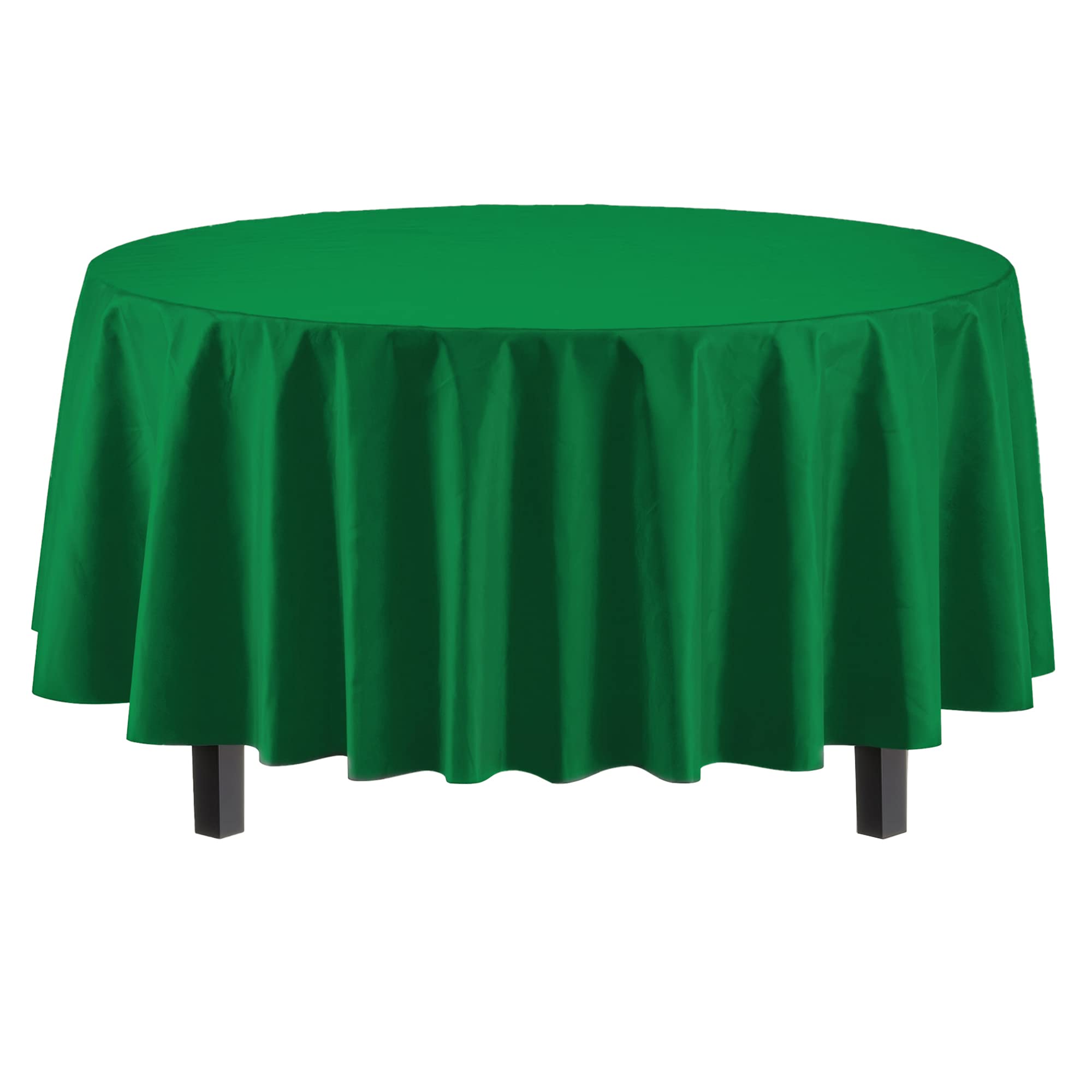 Mantel plástico verde esmeralda de Party Solids, opacidad alta para ocultar el fondo.