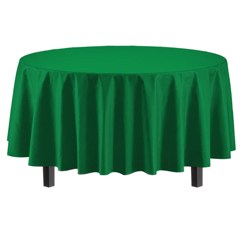 Mantel plástico verde esmeralda de Party Solids, opacidad alta para ocultar el fondo.