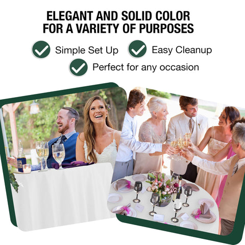 Mantel plástico blanco Party Solids con cobertura completa y caída elegante