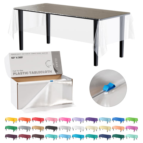 Party Solids rollo mantel claro con corte deslizante para ajustar al tamaño