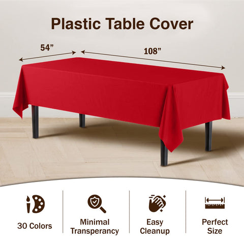 Mantel desechable rojo Party Solids de 54x108 pulgadas para limpieza rápida