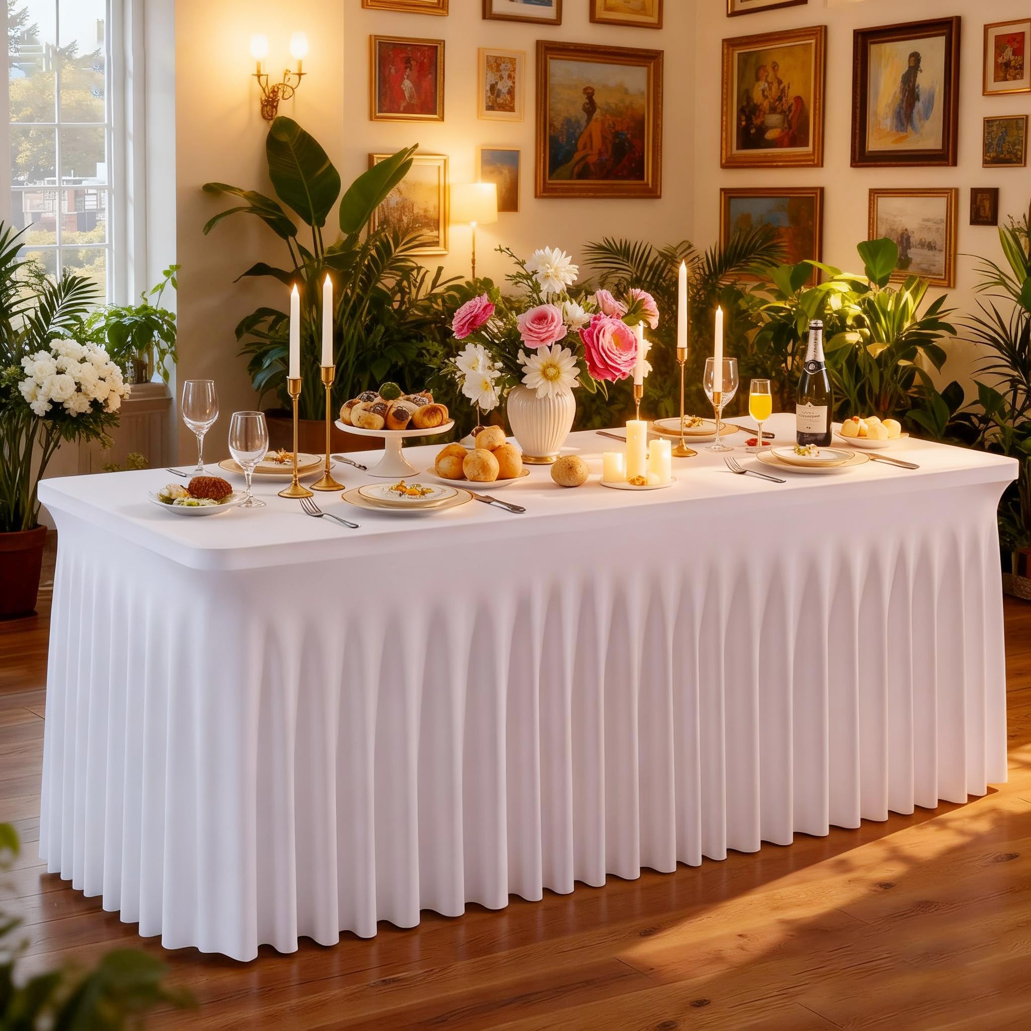 Caída natural del mantel Party Talk 6ft blanco para look elegante