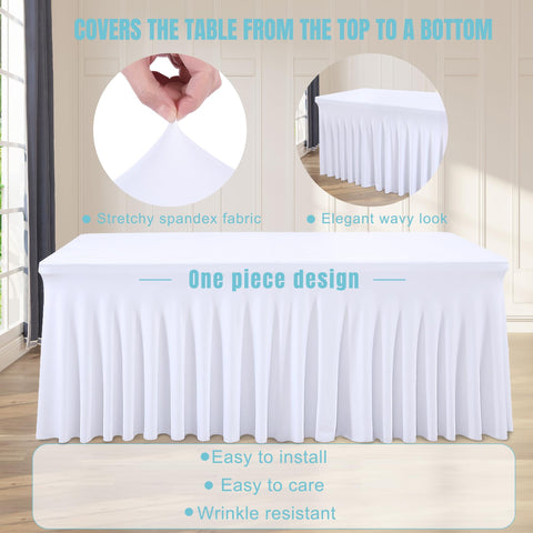 Party Talk mantel spandex 6ft blanco resistente a arrugas para eventos