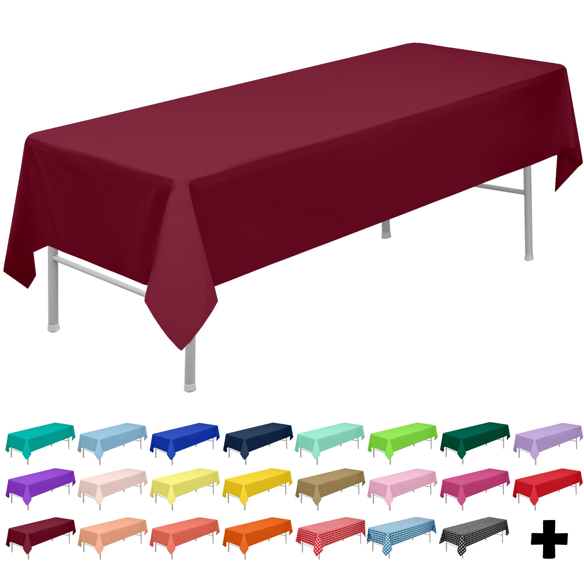 PARTY ULYJA mantel plástico bordó para mesa rectangular 54x108, protege la superficie.