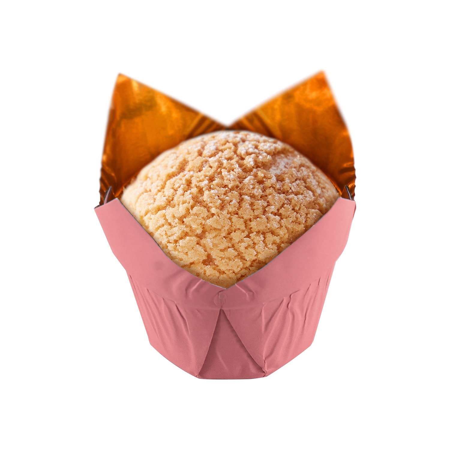 Forros PartyHippo Tulip Dorado Rosado, perfectos para postres y aperitivos.