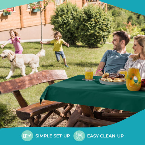 Limpieza fácil tras eventos con mantel plástico verde Party Solids.