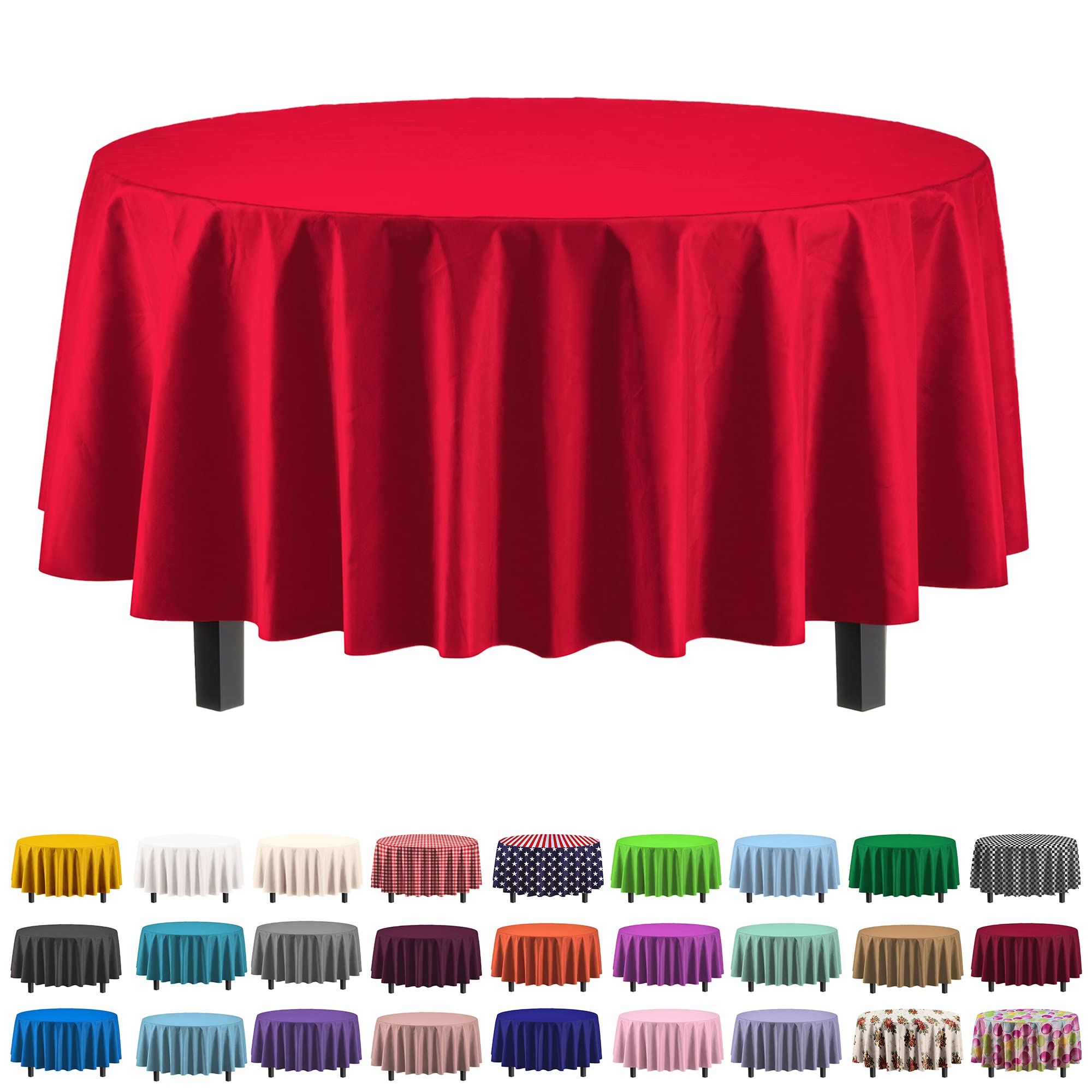Party Solids mantel plástico rojo 84 pulgadas redondo, protección para fiestas
