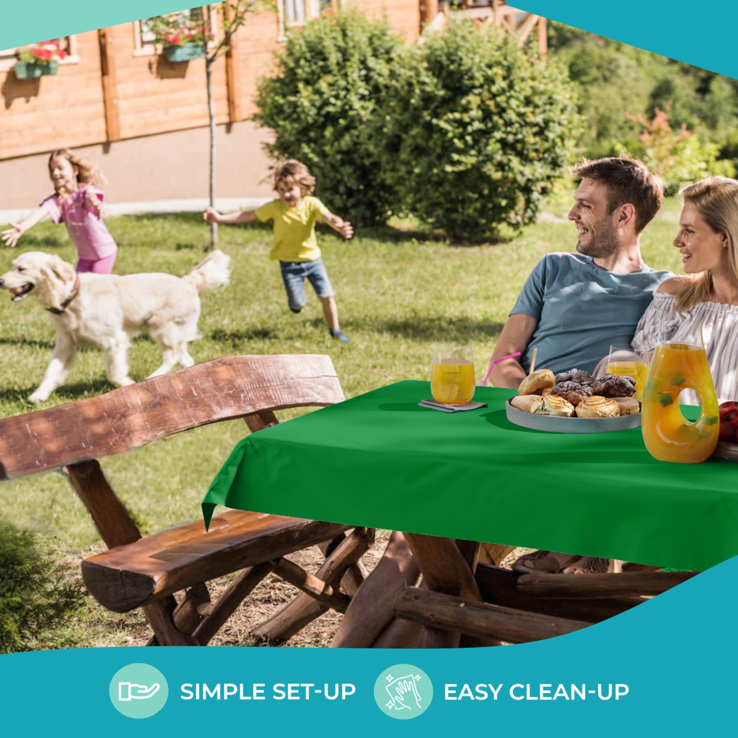 Limpieza rápida con mantel plástico verde esmeralda
