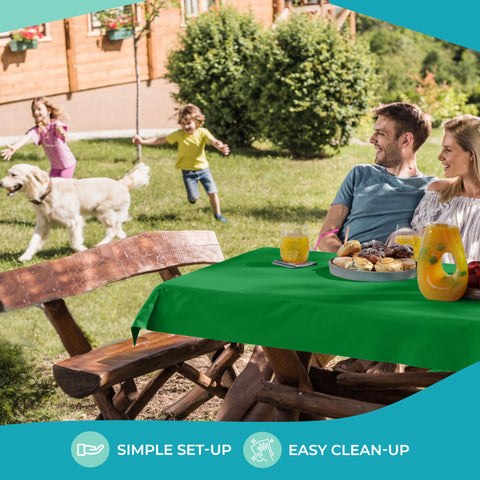 Limpieza rápida con mantel plástico verde esmeralda