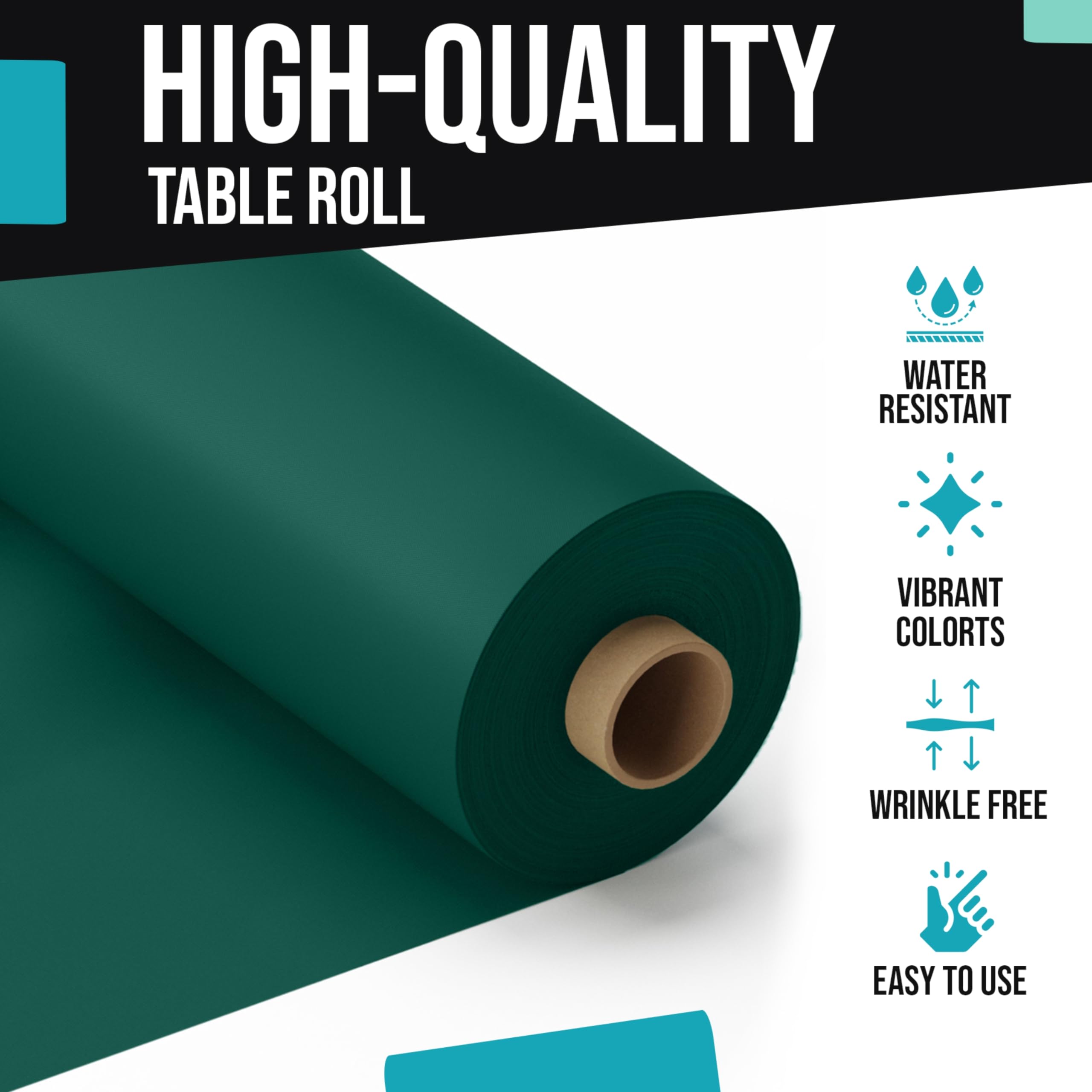 Uso versátil en banquetes y fiestas con mantel plástico verde Party Solids.