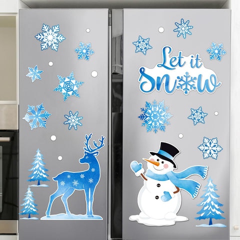Pasimy muneco de nieve azul para nevera, decoracion festiva.
