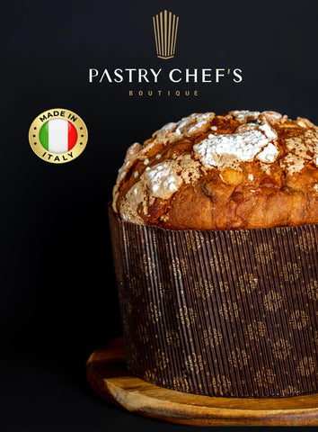 Pastry Chef's Boutique: diseño italiano dorado-marrón para una presentación elegante.