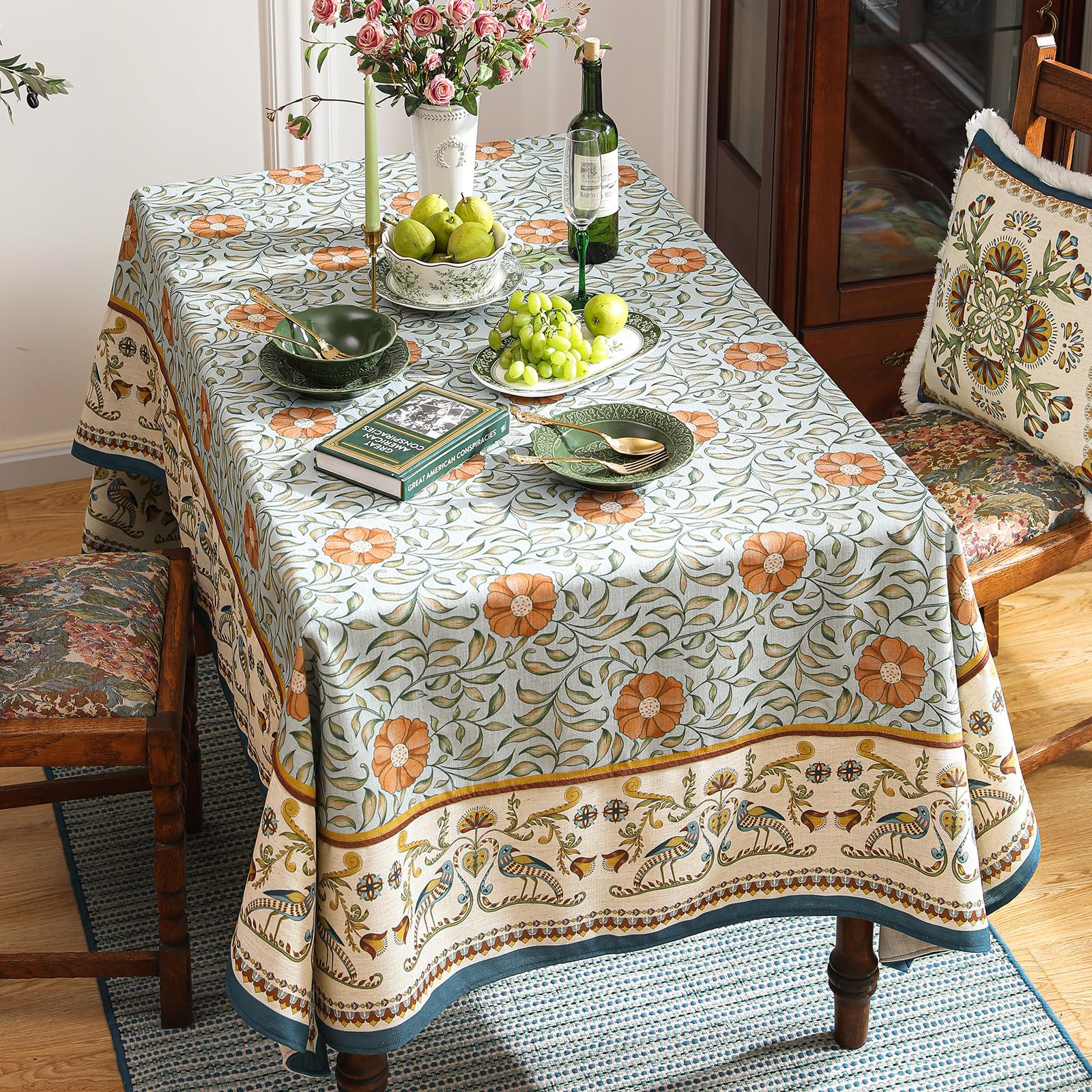 Patdrea mantel azul-lino-frances, duradero y color resistente.